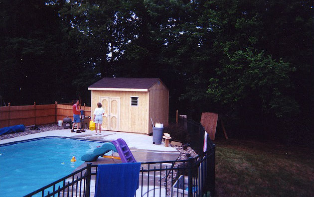 Carriage House Shed by Pool